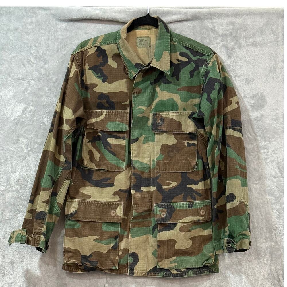VINTAGE US Army Woodland Camo BDU Field Jacket Military Coat Small Regular Men's